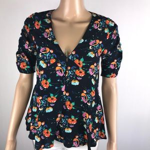 Zara Trafaluc Popover Blouse Bell Bo